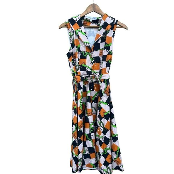 Miss Lulo JANI" SNAKE AND LADDER dress size meduim Beetle Juice Pin Up‎ Retro - Picture 1 of 5